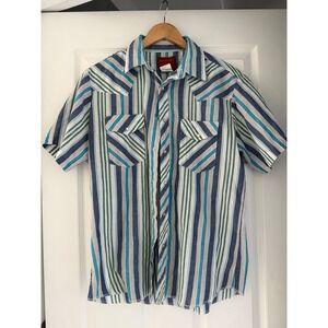 Vintage Rustler Western Mens Pearl Button Down Short Sleeve Shirt
